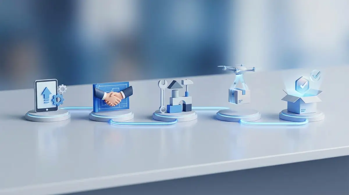 業者への依頼から納品までの流れ【5ステップ】