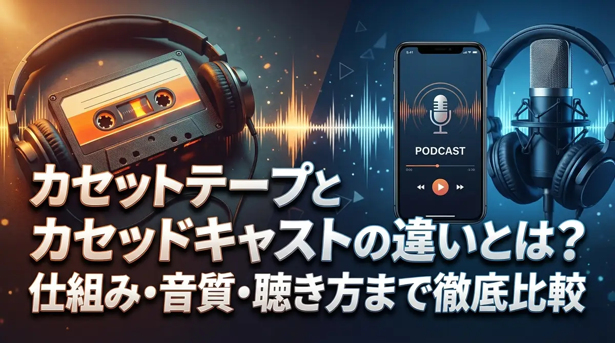 カセットテープとポッドキャストの違いとは?仕組み・音質・聴き方まで徹底比較
