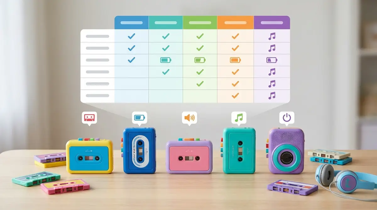 子供向けカセットプレーヤー5製品比較一覧表