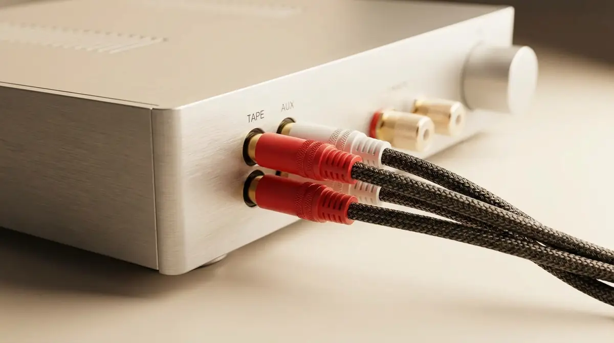 【結論】RCAケーブル1本でTAPEまたはAUX端子に接続するだけ