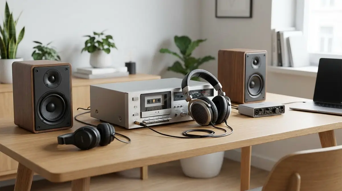 アンプがない場合にカセットデッキの音を聴く方法